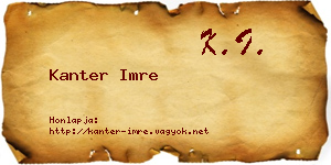 Kanter Imre névjegykártya